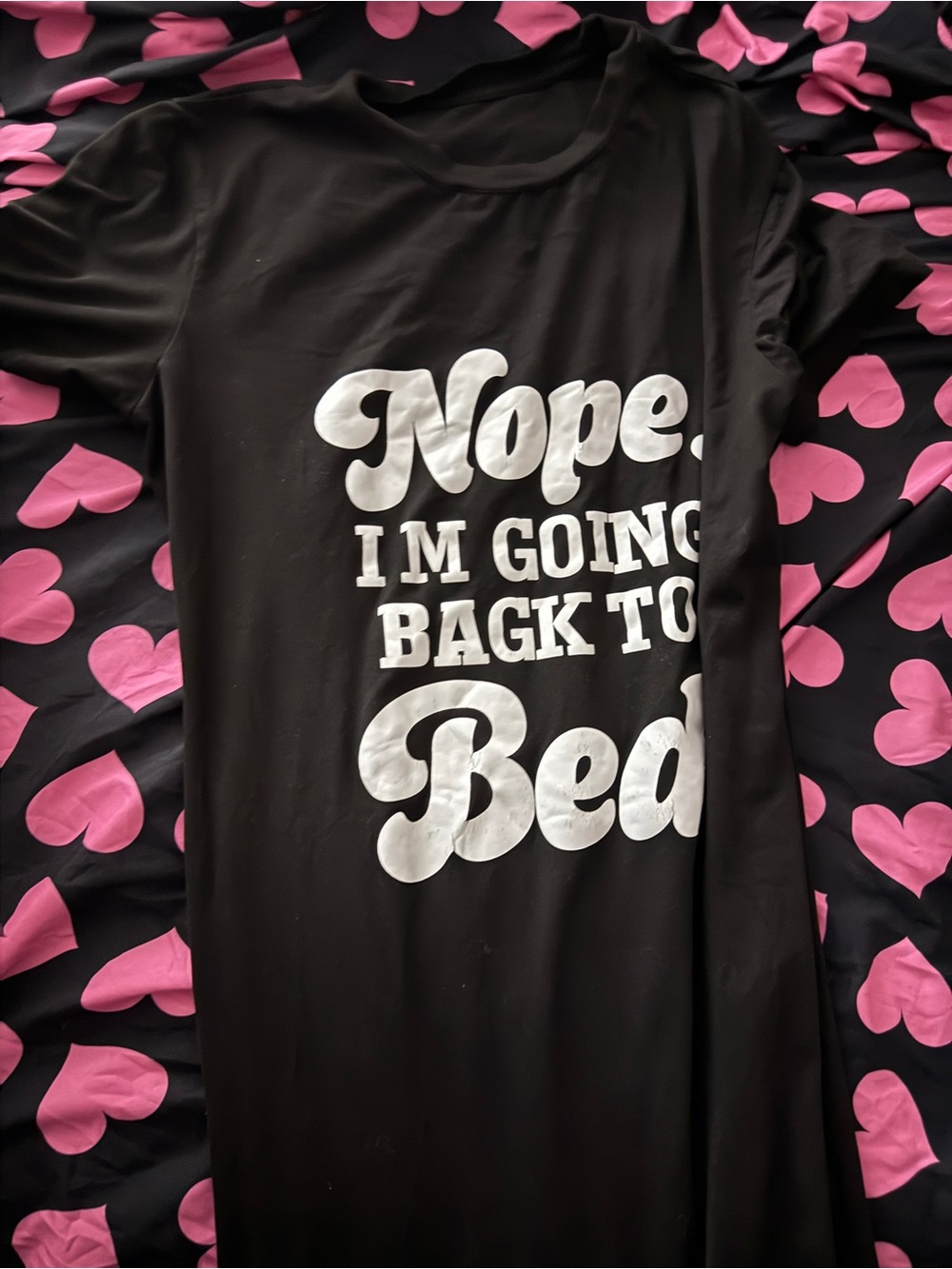 Nope I'm Going Back to Bed Black Sleep t shirt dress medium